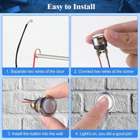 Easy install steps for Two Pack Lighted Doorbell Button Replacement Kit Plug And Play Wired Doorbell Button With Round Rim