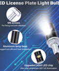 2 Pack White LED License Plate Lights for Motorcycle and Car, Waterproof Tag Lamp Bulbs with M6 screws and aluminum base
