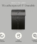 Outdoor Wall Mounted Mailbox With Newspaper Holder Black Weatherproof Steel For Front Door Or Porch Decor showing durability features