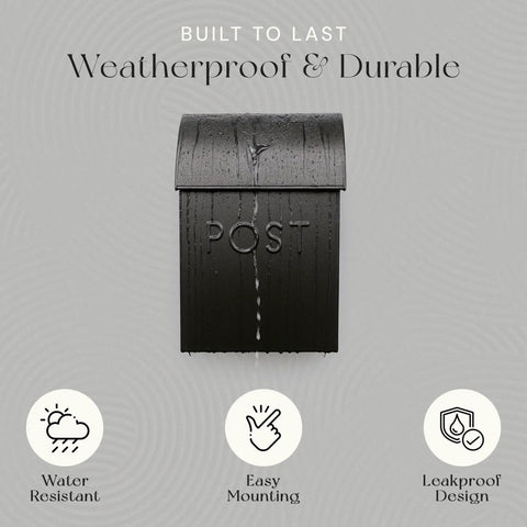 Outdoor Wall Mounted Mailbox With Newspaper Holder Black Weatherproof Steel For Front Door Or Porch Decor showing durability features