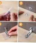 Steps showing installation of 12 Piece Cabinet Anchors Heavy Duty Furniture Safety Straps for childproofing cabinets.