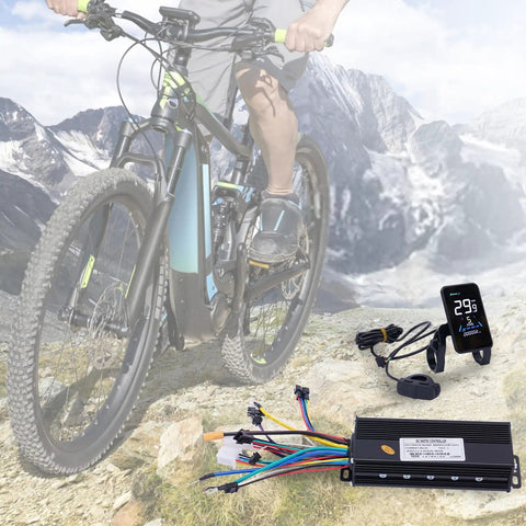 Beefed Up Electric Bike Brushless Controller Kit 36V 48V 750 1200W With LCD Display FOC Sine Wave For E Bikes Trikes Scooters Durable Aluminum Housing With Reverse Polarity Protection And Low Heat Design, with LCD display and controller unit