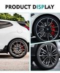 Beater Proof Full Set 4 Piece Wheel Center Hub Cap Covers Heavy Duty Steel Fits 56Mm Rims displayed on vehicles with sleek wheels.
