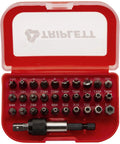 Security Bit Set 32 Piece Tamper Proof Kit With 30 Industrial Grade Bits and magnetic adapter in belt-clip case