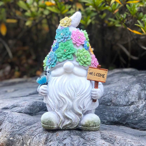 Epic Outdoor Solar Gnome Garden Statues With 10 Warm White LEDs Hand Painted Yard Art Lights No Wiring Crystalline Solar Panel