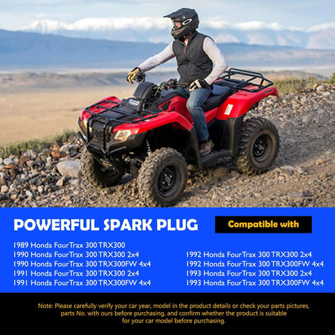 Rider on red ATV Honda FourTrax showcasing Ignition Coil Spark Plug CDI Box for TRX 300 2x4 1989-1993, TRX 300FW 4x4 1990-1993 Replacement Parts