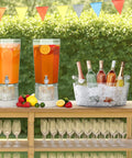 6.5L Party Ice Bucket With Scoop For Champagne And Beverages Portable Cooler For Wine Beer And Cocktails on wooden table with drinks