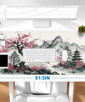 XL Desk Pad With Silky Smooth Surface And Exquisite Patterns, 31.5 By 11.8 Inches Large Mouse Pad, non-slip, on office desk