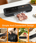No Sweat Automatic Vacuum Sealer That Works Like A Charm With 80Kpa Suction For Dead Simple Food Preservation on countertop with packaged meat.