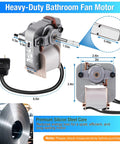 Heavy-duty bathroom fan motor dimensions shown; suitable for 120V 50CFM Bathroom Vent Fan Motor Replacement For Broan NuTone models.