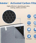 Vital 100 Replacement Filter Set 2 Pack For Air Purifier showing activated carbon filter detail, smoke and odor icons