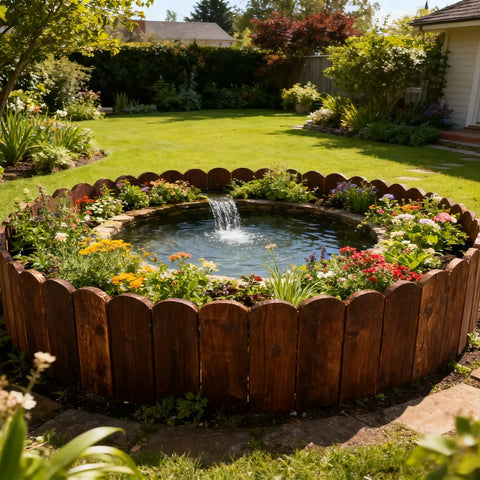 Flexible Garden Edging Kit Three Pack No Tools Required 11.8 Ft Total Length Easy Bend Wooden Border around pond