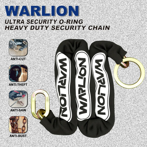 Heavy Duty Security Chain With Cinch Ring Three Foot Long And Three Eighths Inch Thick 63HRC Alloy Steel for anti-theft protection
