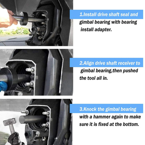 Gimbal Bearing Alignment And Install Tool Kit For MerCruiser Alpha Bravo MR OMC Cobra DIY alignment process illustration