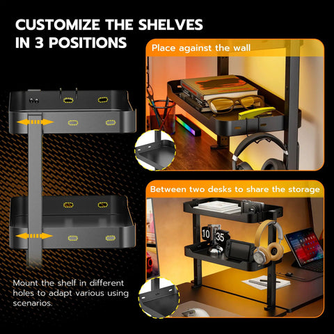 2 Tier Clamp On Desk Shelf 16 Inch Wide Adjustable Above Or Under Desk Storage Holds 66 Lbs Heavy Duty Organizer in use