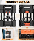 Heavy Duty Hand Truck 500 Lb Capacity With One Touch Retractable Handle And Extendable Plate, compact folded view