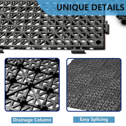 Interlocking Drainage Floor Tiles 12x12 Inch Pack Of 12 Non Slip Mats With Drainage Holes For Shower Pool Deck Wet Areas