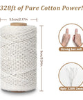 Food Grade Cotton Twine For Cooking And Baking 2mm Thick 8 Ply Extra Strength Kitchen Rope 328ft Beige