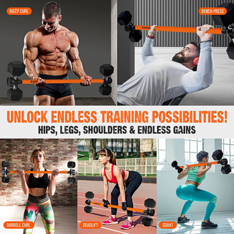 Dumbbell To Barbell Converter For Your Home Gym Turn Dumbbells Into A Barbell Set Weight Bar For Bench Presses Squats Hip Thrusts Deadlifts