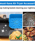 9 Inch Silicone Liners For 6 Qt To 9 Qt Air Fryers 2 Pack Square Reusable Inserts Blue And Grey No Mess Easy Cleanup