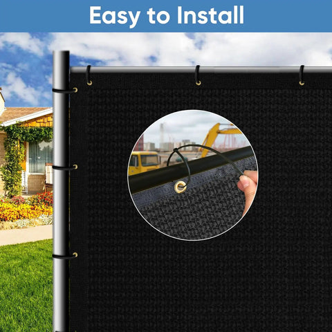 6 Foot By 50 Foot Privacy Screen Fence Heavy Duty Windscreen 220 GSM HDPE With 98 Percent Coverage Black for patios and pools
