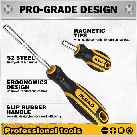26 Piece Tough As Nails Magnetic Screwdriver Bit Set Cr V Steel with ergonomic rubber handles and magnetic tips for easy use.