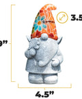 Chillin Gnomes Solar Powered LED Outdoor Light Set Of 2 For Garden Patio And Lawn with colorful floral hat, 9-inch tall.