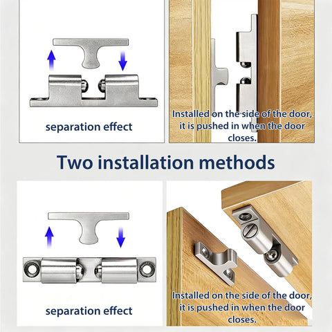 Solid Brass Adjustable Tension Double Roller Cabinet Catch 60mm Heavy Duty Latch Hardware installation methods diagram