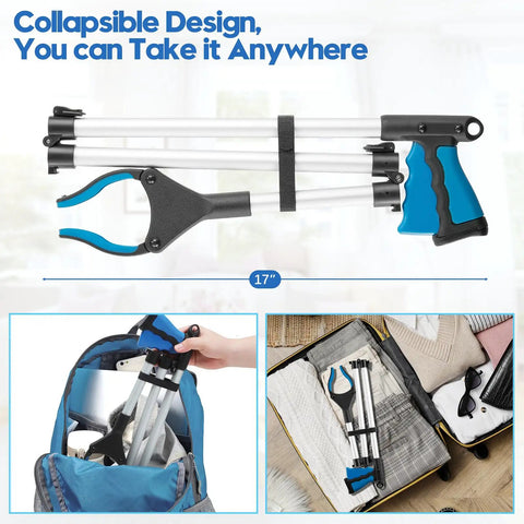 43 Inch Reacher Grabber Tool For Seniors Heavy Duty Collapsible And Easy To Store With Wide Jaw And 360 Degree Rotation So You Can Grab Cans Keys And Small Items Quickly And Securely Grab And Go Anywhere
