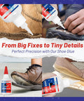 Hardcore Shoe Glue For Sneakers, Boots, Sandals And More - Heavy Duty Repairs That Bond Rubber, Leather And Canvas, Quick Set Time, Waterproof, Long Lasting, With CA Accelerator Compatibility used on various footwear.