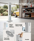 3 in 1 Windowless Portable Air Conditioner And Evaporative Cooler with large water tank and handle in garage