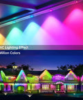 Colorful RGBIC lighting illuminating a house with 16 million colors effect, showcasing vibrant decoration capabilities.