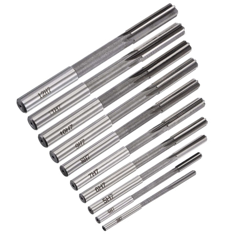 uxcell HSS chucking reamer set, straight-flute milling cutters, 3–12 mm, 10 pcs