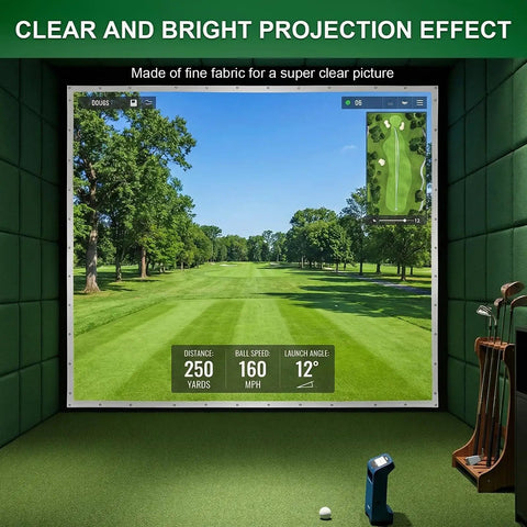 Indoor Outdoor Golf Simulator Impact Screen Easy To Install Backdrop For Practice with golf simulation in green room