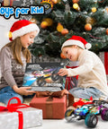 Children opening All Terrain Remote Control Monster Truck For Boys 2.4GHz RC Car With LED Body Lights Dual Rechargeable Batteries.