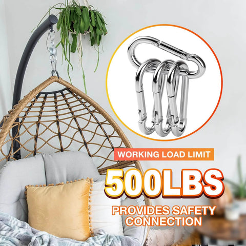 50 Pack Heavy Duty Carabiners M8 Five Sixteenths Inch Diameter Spring Snap 3 Inch Length Zinc Galvanized Steel Clips