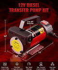 No Sweat Diesel Transfer Pump With 12v DC Motor, 5.8x4.2 inches, ideal for fast fluid moves of diesel and kerosene.