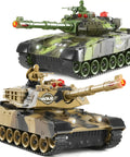 Two Pack Remote Control Battle Tanks One Twenty Four Scale With Lights Realistic Sounds Life Indicators Dual Controllers