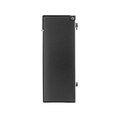 Side view of Modern Black Powder Coated Large Wall Mount Mailbox Made From Heavy Gauge American Aluminum Rust Proof And Designed And Made In North America