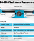 Diagram showing dimensions of XY Axis Slide Vise Pro Grade Cross Worktable Clamp for Milling And Drilling Machines BG-6880.