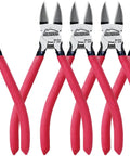 6 Inch Flush Cut Wire Cutters Set 5 Pack With Non Slip Handles, Spring Loaded Diagonal Cutting Pliers for jewelry making