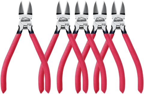 6 Inch Flush Cut Wire Cutters Set 5 Pack With Non Slip Handles, Spring Loaded Diagonal Cutting Pliers for jewelry making