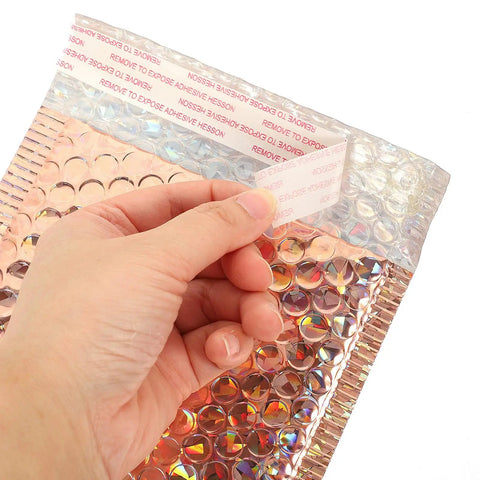 Hand peeling adhesive strip on 20 Pack Air Cushion Mailers 15x13cm Self Sealing Padded Shipping Bags for Clothes