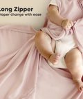 Two Pack Organic Cotton Baby Sleep Sacks 0.5 TOG For 6 To 18 Months Butterflies Pattern showing long zipper for easy diaper change.