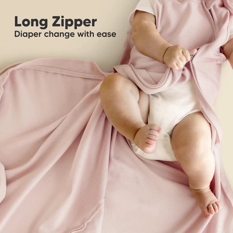 Two Pack Organic Cotton Baby Sleep Sacks 0.5 TOG For 6 To 18 Months Butterflies Pattern showing long zipper for easy diaper change.