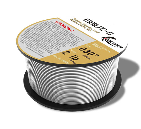 Gasless Flux Core Welding Wire Stainless Steel E308LFC-O 0.030 Inch Diameter 2 Pound Spool Self Shielded for Easy Welds