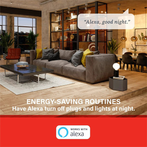 Smart Plug With S1 Auto Pairing, Alexa Compatible, Energy Monitoring, Remote Outlet Control in modern living room