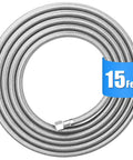 15 Ft Top Notch Premium Stainless Steel Braided Ice Maker Water Hose With Food Grade PEX Inner Tube Fridge Water Line