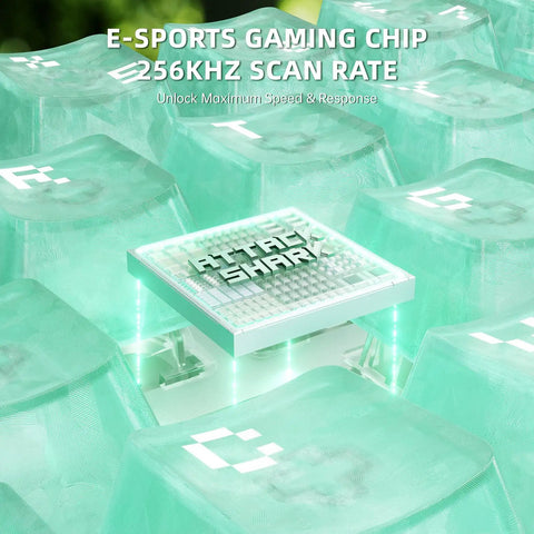 Compact Wired Esports Keyboard With Eight Kilohertz Polling And Rapid Trigger Tech on illuminated keys background.
