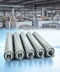 Beefy Conveyor Roller Set One And A Half Inch Dia By Ten Inch Length With Galvanized End For Roller Conveyor Systems, 201 Stainless Steel Rollers Support 40 220 Lbs, Low Noise, Minimal Vibration, Perfect For Garages And Warehouses. Five stainless conveyor rollers